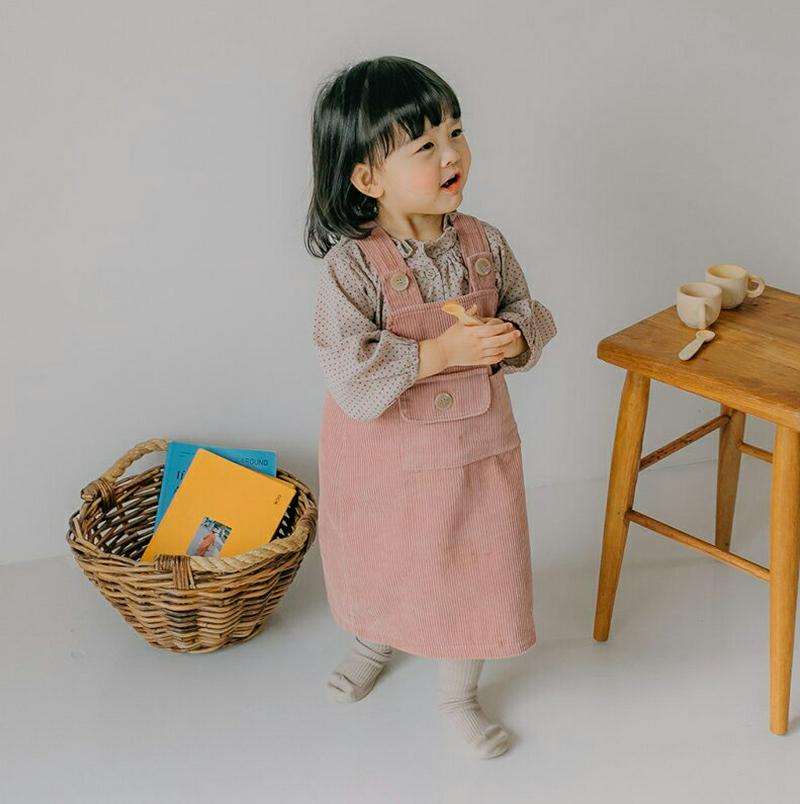 【キッズ10%OFF】ボタンフラップコーデュロイサロペットスカート・u06794 キッズ【3~8才】【ops】【サロペット サロ
