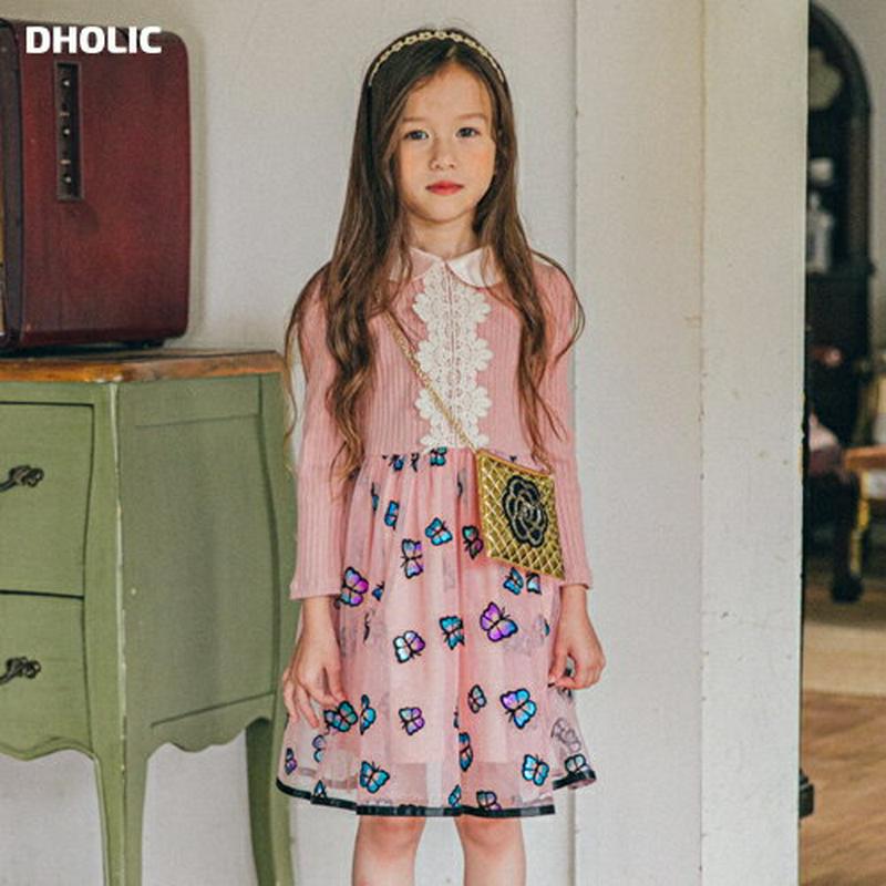 【キッズ10%OFF】配色ラウンドカラー切替ワンピース・u06715 キッズ【3~8才】【ops】【ワンピース ミディ丈 ミディ