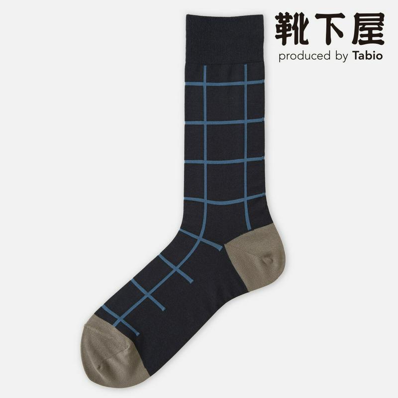 【あす楽】50%OFF【Tabio MEN】 メンズ グラフチェックソックス / 靴下屋 靴下 タビオ くつ下 クルー メンズ 日本製 2101sl