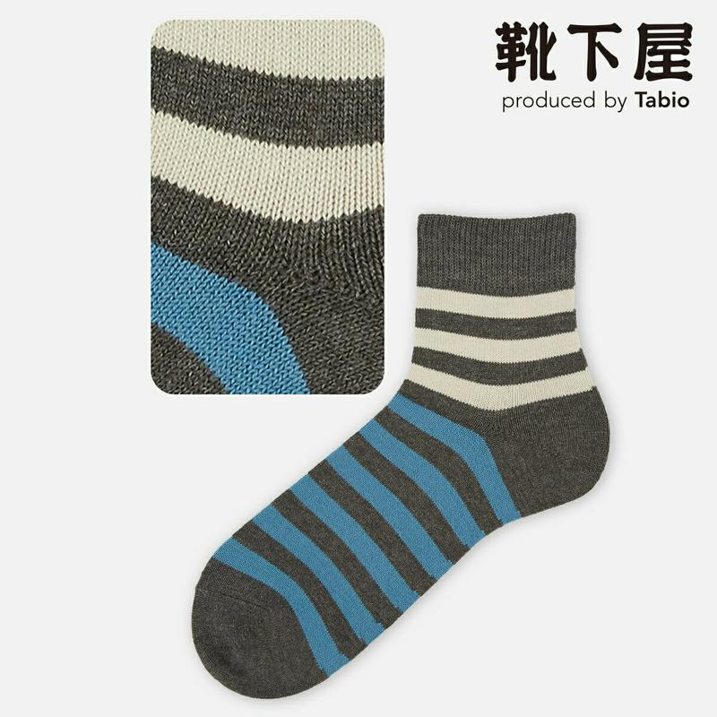 【あす楽】【Tabio MEN】 メンズ クレイジーボーダーショートソックス 27〜29cm Lサイズ / 靴下屋 靴下 タビオ