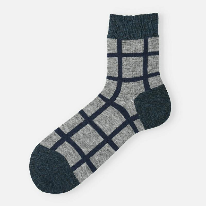 【公式 Tabio MEN】 メンズ ウール ウィンドペン ショートソックス / 靴下屋 靴下 タビオ タビオメン くつ下 ショート ソックス くるぶし上 チェック 毛混 秋 冬 紳士 日本製 2401de2