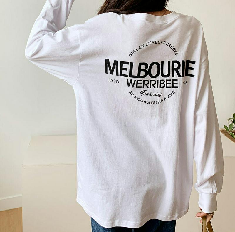 レタリングTシャツ・全5色・56005 レディース【tops】【韓国 ファッション トップス Tシャツ ロングスリーブ 長袖 ラウンドネック レタリング ロゴ ロゴT 綿 コットン シンプル カジュアル オーバーサイズ ゆったり ラフ 春 秋 冬】