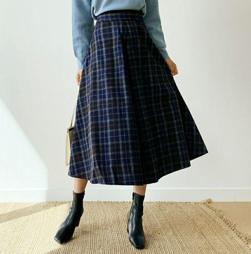 【新作10%OFF】チェックAラインスカート・全2色・t56011 レディース【sk】【韓国 ファッション ボトムス スカート 