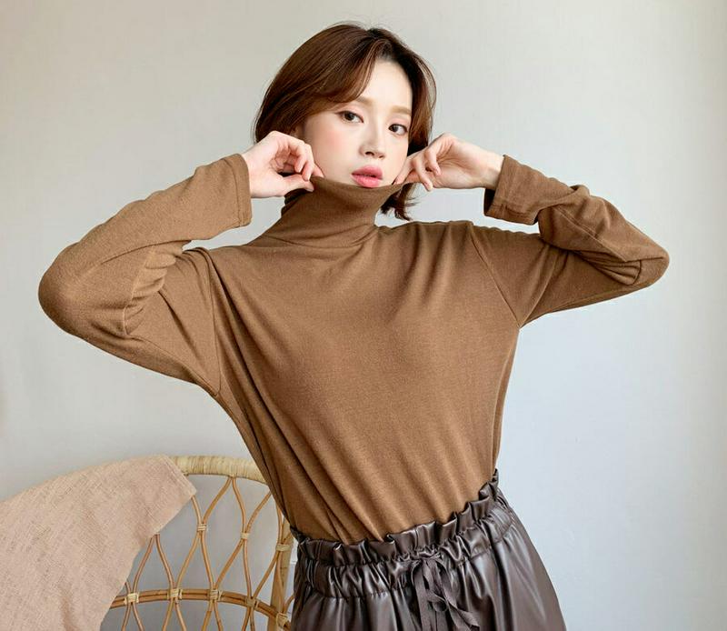 【新作10%OFF】ハイネックTシャツ・全4色・t56046 レディース【tops】【韓国 ファッション トップス Tシャツ ロ