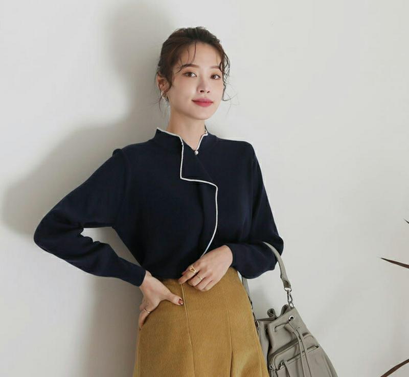 【新作10%OFF】フリルパールネックニット・全5色・b64547 レディース【tops】【韓国 ファッション トップス ニット