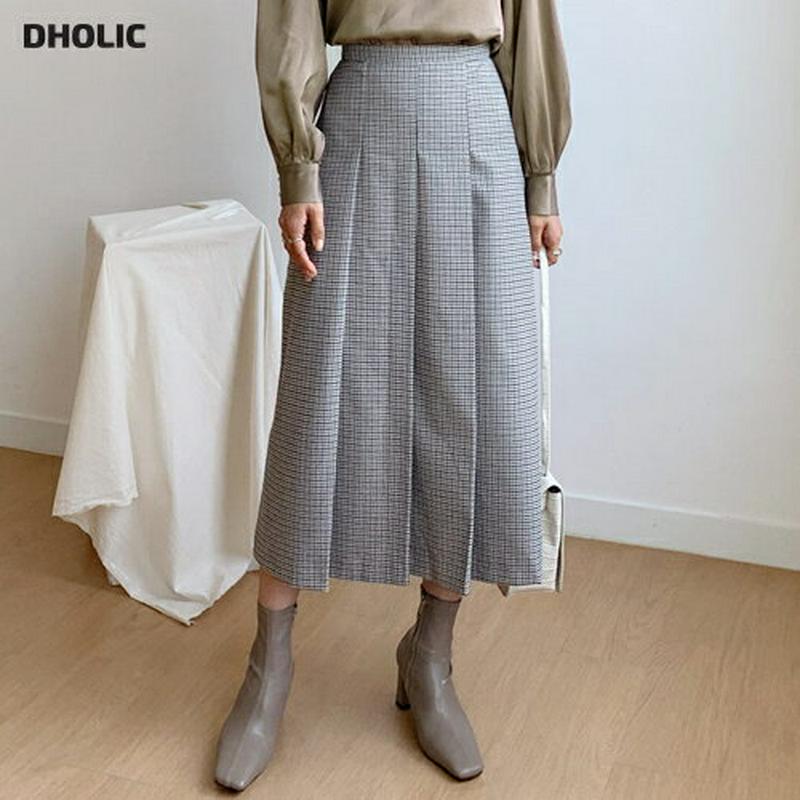 【新作10%OFF】ハウンドトゥースタックスカート・全2色・t56012 レディース【sk】【韓国 ファッション ボトムス スカ