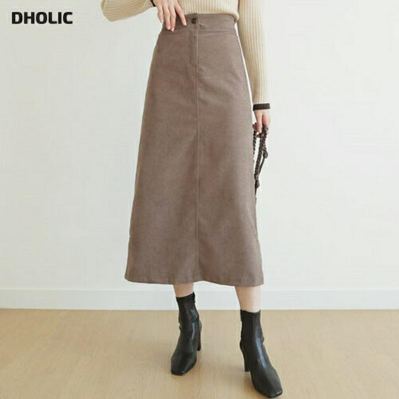 ボタンAラインスカート・全3色・t56031 レディース【sk】【韓国 ファッション ボトムス スカート ロング丈 ロングスカート Aラインスカート ハイウエスト スリム Aライン シンプル 単色 無地 カジュアル 秋 冬】