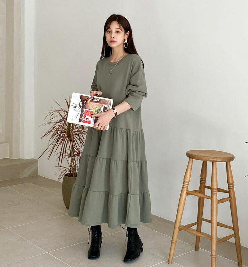 【新作10%OFF】ティアードワンピース・全3色・t64544 レディース【ops】【韓国 ファッション ワンピース ロングワン