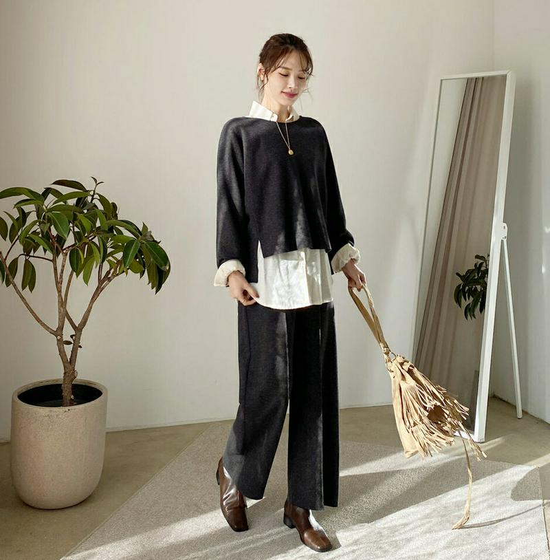 【新作10%OFF】アンバランスTシャツ&センタープレスパンツSET・全3色・b64571 レディース【pt】【韓国 ファッショ