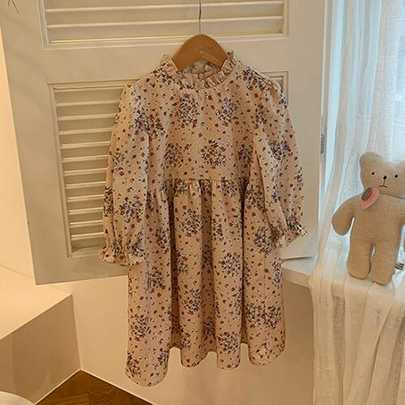 【キッズ10%OFF】フリル小花柄ワンピース・p007350 キッズ【3~8才】【ops】【ワンピース ロング ロングワンピース