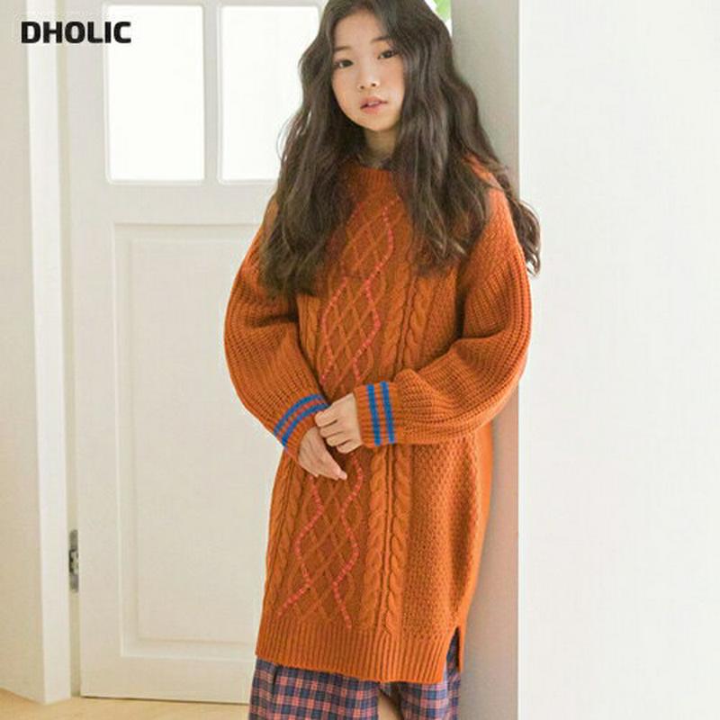 【キッズ10%OFF】配色ツイストニットワンピース・p007356 キッズ【3~8才】【ops】【ワンピース ニット ニットワン