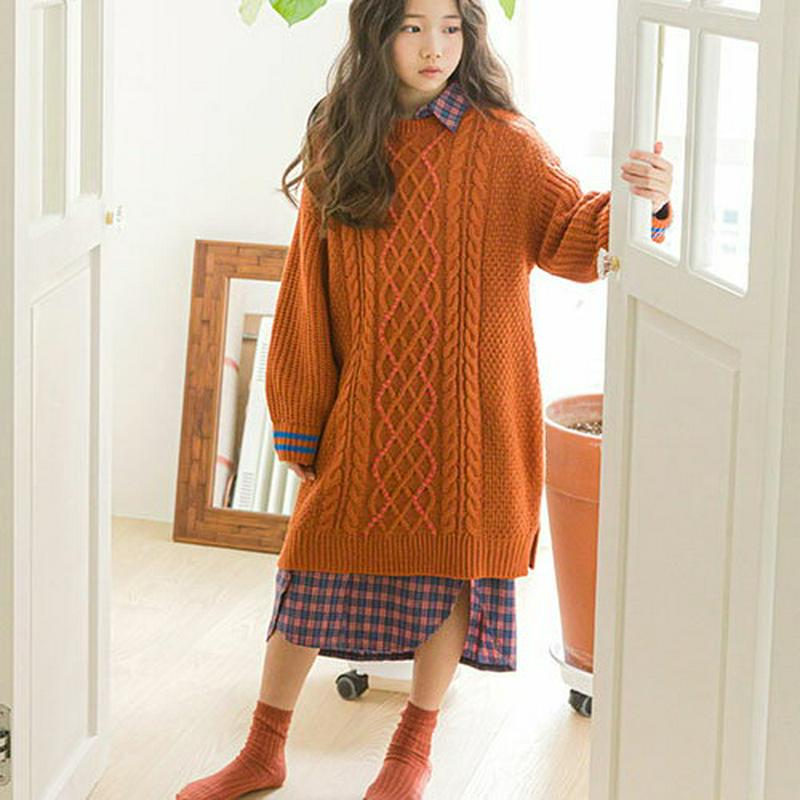 【キッズ10%OFF】配色ツイストニットワンピース・p007356 キッズ【3~8才】【ops】【ワンピース ニット ニットワン