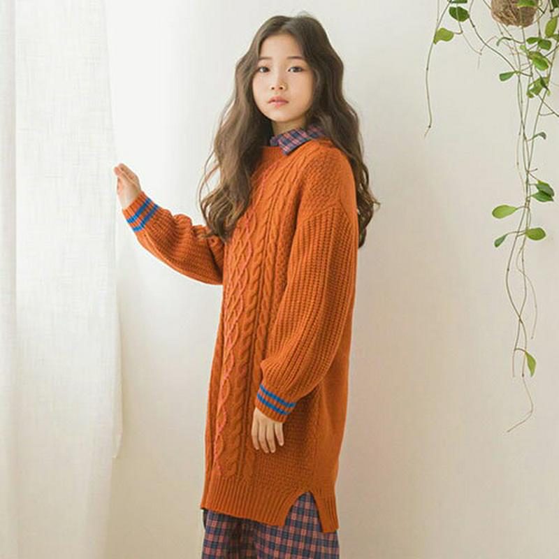 【キッズ10%OFF】配色ツイストニットワンピース・p007356 キッズ【3~8才】【ops】【ワンピース ニット ニットワン