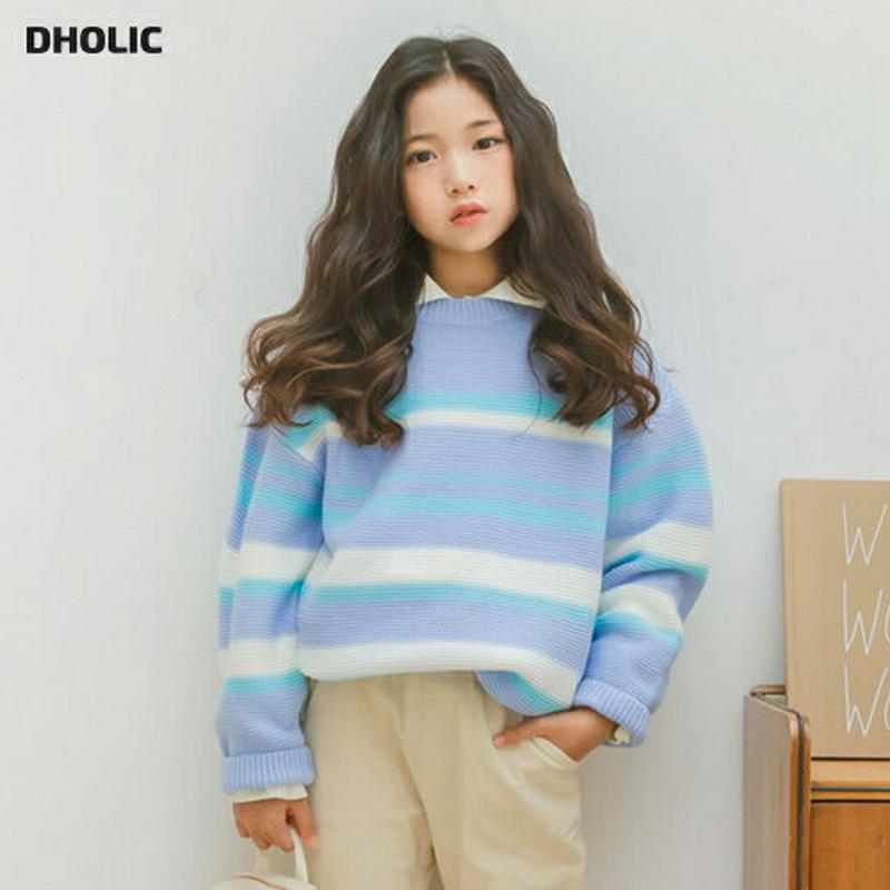 【キッズ10%OFF】マルチボーダーニット・p007443 キッズ【3~8才】【tops】【トップス ニット ニットトップス 長