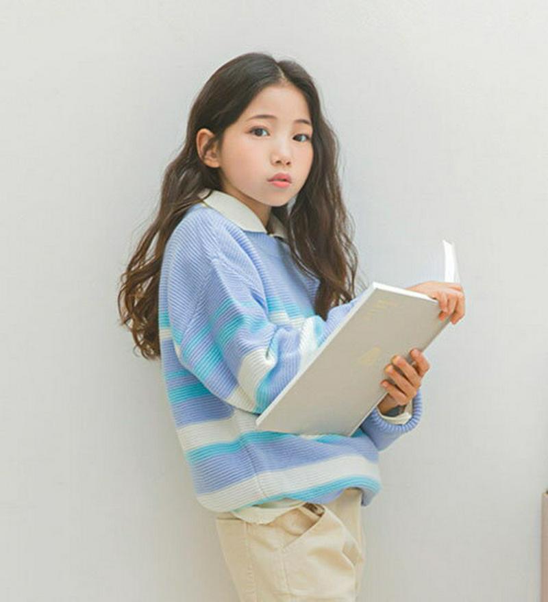 【キッズ10%OFF】マルチボーダーニット・p007443 キッズ【3~8才】【tops】【トップス ニット ニットトップス 長