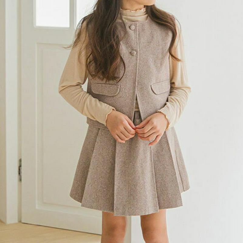 【キッズ30%OFF】ベスト&プリーツスカートSET・p007349 キッズ【3~8才】【set】【セットアップ setup セット set ベスト スカート ミニスカート プリーツ プリーツスカート 可愛い かわいい 女の子 春 秋 韓国 韓国子供服 子供 こども 子供服 こども服】【KIDS】