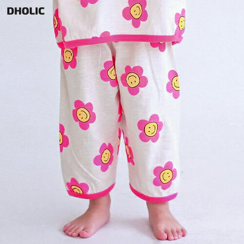 スマイルフラワーパジャマパンツ・p007547 キッズ【3~8才】【uw】【パジャマ ルームウェア 部屋着 パンツ ズボン スマイル カジュアル ラフ 女の子 男の子 韓国 韓国子供服 子供 こども 子供服 こども服】【KIDS】