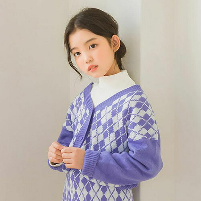 【キッズ10%OFF】アーガイルカーディガン・p007360 キッズ【3~8才】【cd】【カーディガン カーデ 羽織物 長袖 ア