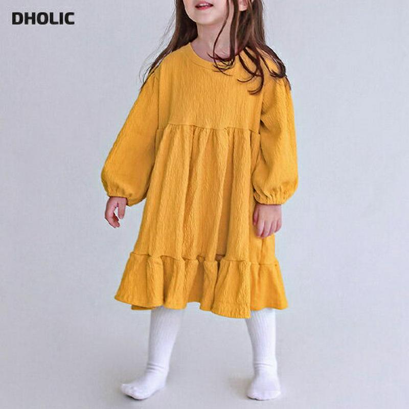 リンクルワンピース&タイツSET・p007555 キッズ【3~8才】【set】【セット set ワンピース ロング ロングワンピース 長袖 リンクル タイツ 単色 無地 シンプル 可愛い かわいい 女の子 春 秋 韓国 韓国子供服 子供 こども 子供服 こども服】【KIDS】