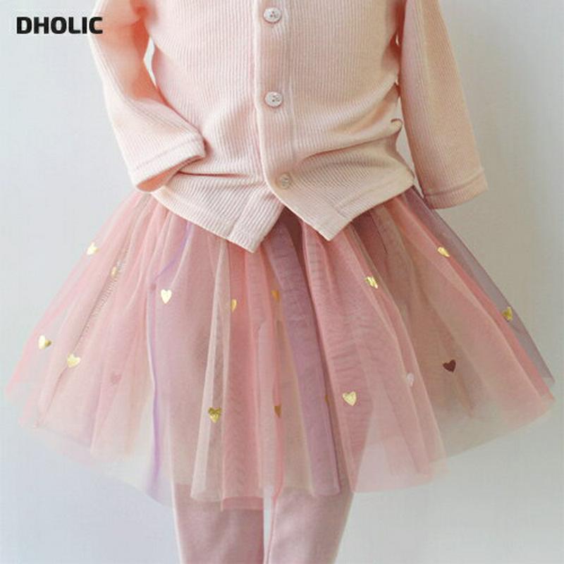 レギンスハートチュールスカート・p007426 キッズ【3~8才】【pt】【レギンススカート レギンス スカート チュール ハート 柄 可愛い かわいい ガーリー 女の子 春 秋 韓国 韓国子供服 子供 こども 子供服 こども服】【KIDS】