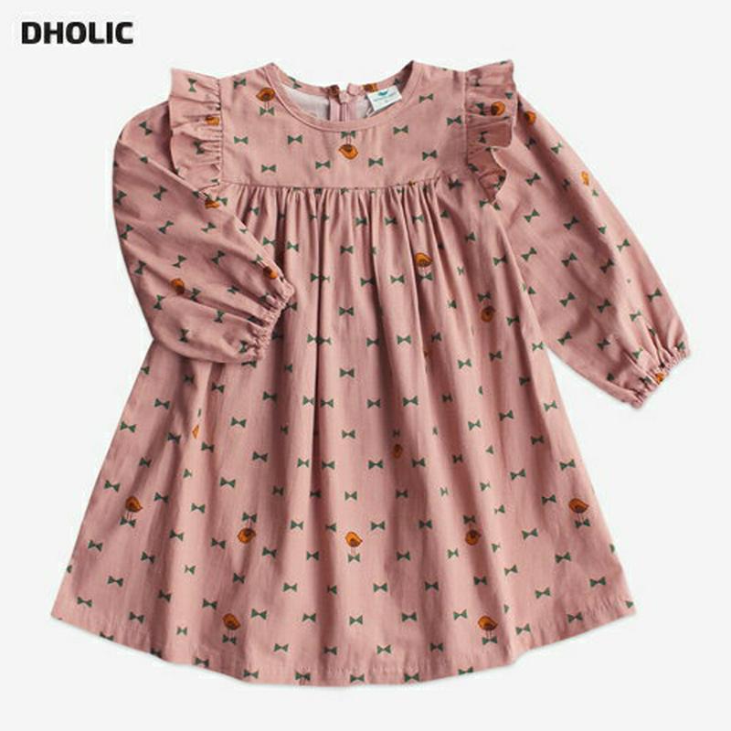 【キッズ30%OFF】リボンプリントフレアワンピース・p007424 キッズ【3~8才】【ops】【ワンピース 長袖 フレア フレアワンピース総柄 フリル リボン りぼん 可愛い かわいい 女の子 春 秋 韓国 韓国子供服 子供 こども 子供服 こども服】【KIDS】