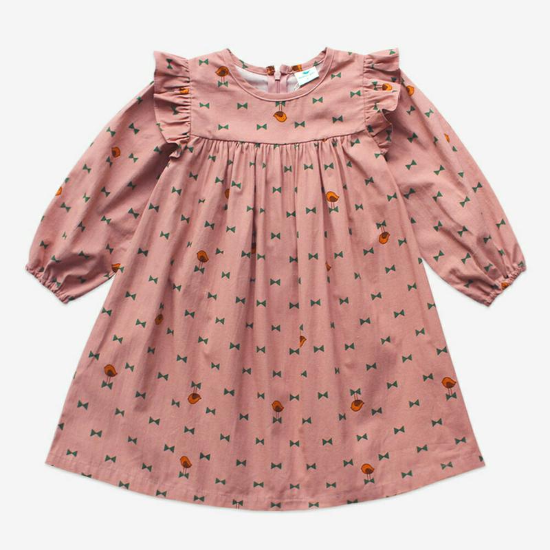 【キッズ30%OFF】リボンプリントフレアワンピース・p007424 キッズ【3~8才】【ops】【ワンピース 長袖 フレア フレアワンピース総柄 フリル リボン りぼん 可愛い かわいい 女の子 春 秋 韓国 韓国子供服 子供 こども 子供服 こども服】【KIDS】