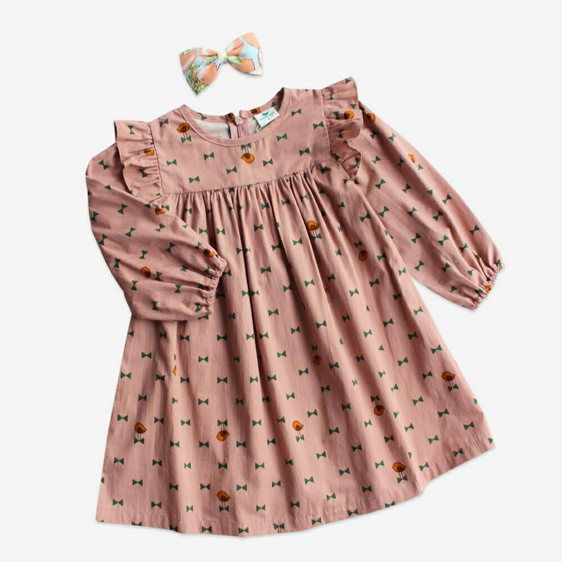 【キッズ30%OFF】リボンプリントフレアワンピース・p007424 キッズ【3~8才】【ops】【ワンピース 長袖 フレア フレアワンピース総柄 フリル リボン りぼん 可愛い かわいい 女の子 春 秋 韓国 韓国子供服 子供 こども 子供服 こども服】【KIDS】