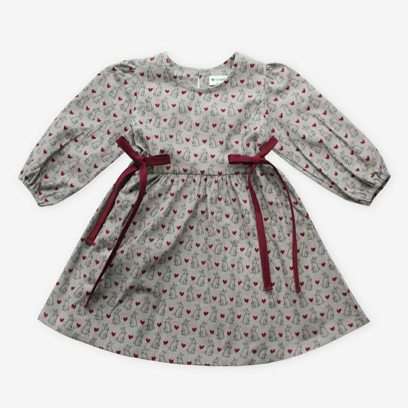 【キッズ10%OFF】ラビットフレアワンピース・p007429 キッズ【3~8才】【ops】【ワンピース ミディ丈 ミディワンピ