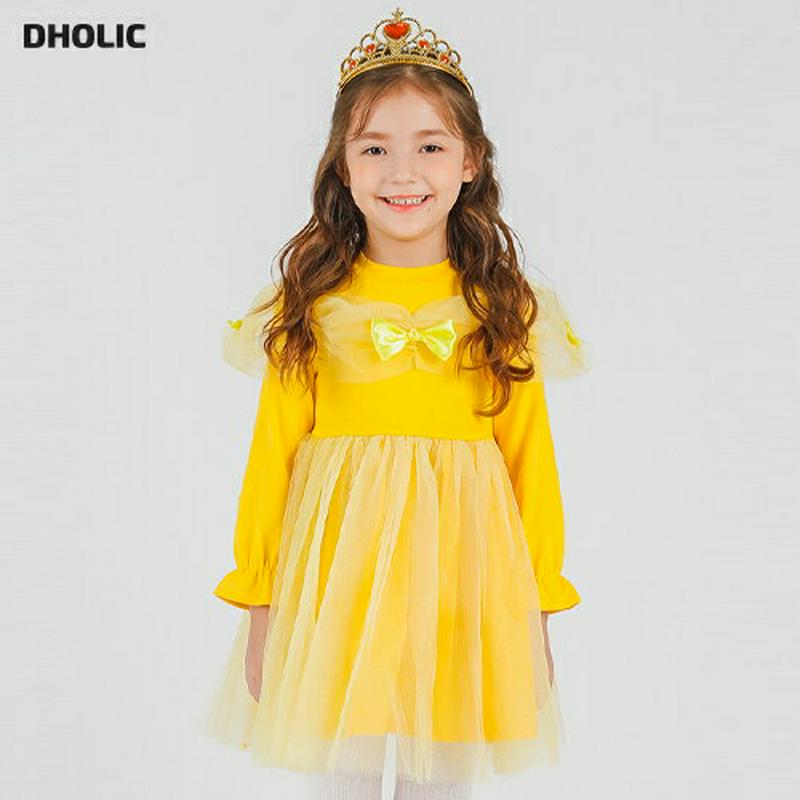 アクセSETチュールワンピース・p005620 キッズ【3~8才】【ops】【ワンピース ミニワンピース ショート 長袖 チュール 可愛い かわいい ガーリー 女の子 春 秋 韓国 韓国子供服 子供 こども 子供服 こども服】【KIDS】