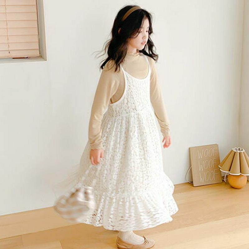 【キッズ10%OFF】レースキャミワンピース・p007351 キッズ【3~8才】【ops】【ワンピース スリーブレス ノースリー