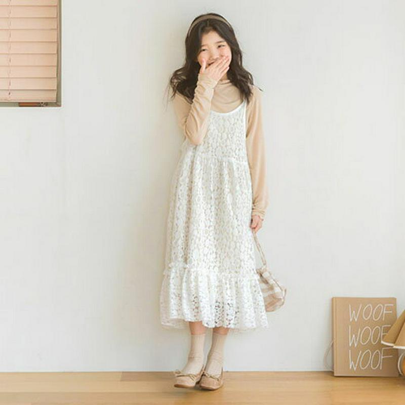 【キッズ10%OFF】レースキャミワンピース・p007351 キッズ【3~8才】【ops】【ワンピース スリーブレス ノースリー