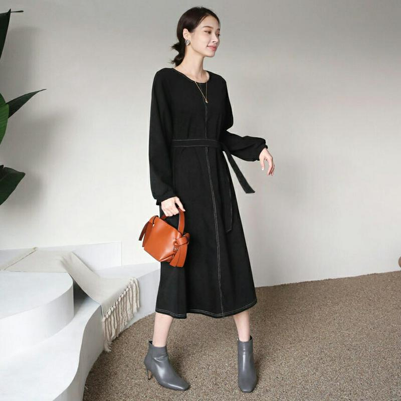 ストラップ付ステッチワンピース・全4色・t64512 レディース【ops】【韓国 ファッション ワンピース ロングワンピース ロ