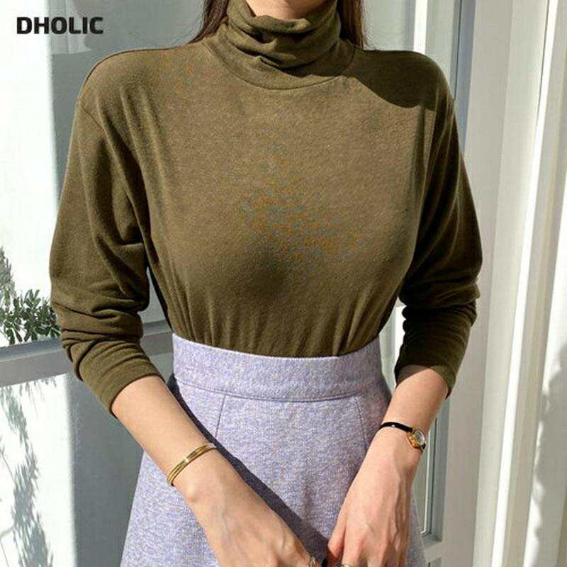 ルーズハイネックTシャツ・全4色・t64595 レディース【tops】【韓国 ファッション トップス Tシャツ ロングスリーブ 