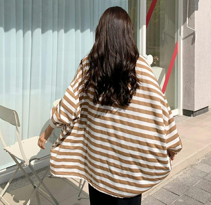 ボーダールーズTシャツ・全3色・t64294 レディース【tops】【韓国 ファッション トップス Tシャツ 長袖 ドロップショ