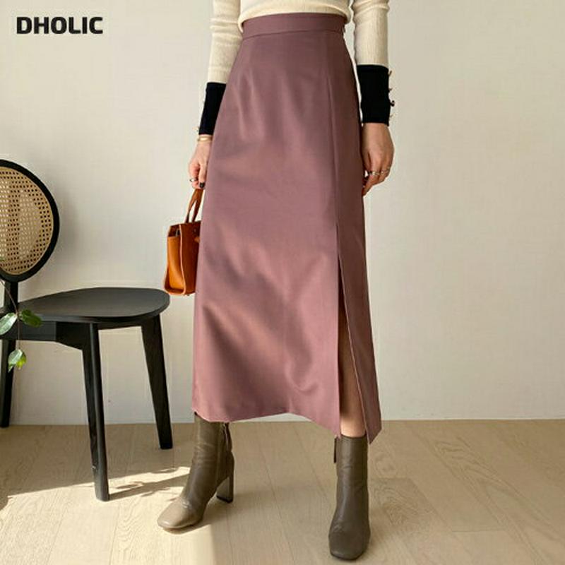 バックゴムスリットスカート・全3色・t64610 レディース【sk】【韓国 ファッション ボトムス スカート ロング丈 ロングス