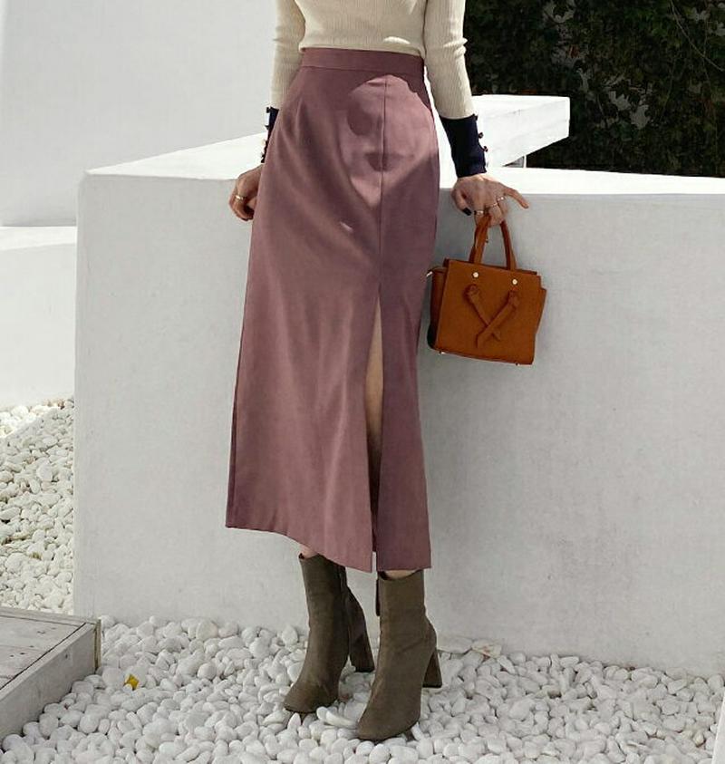 バックゴムスリットスカート・全3色・t64610 レディース【sk】【韓国 ファッション ボトムス スカート ロング丈 ロングス