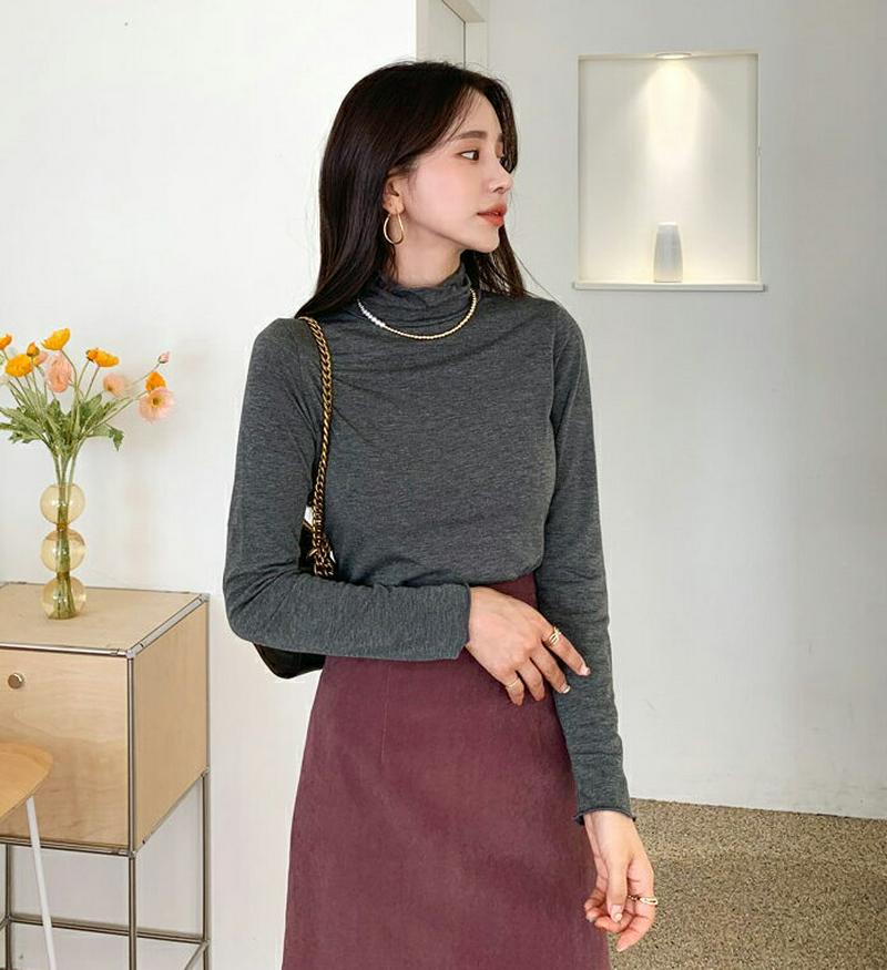 裏起毛タートルネックTシャツ・全5色・t64288 レディース【tops】【韓国 ファッション トップス Tシャツ ロングスリー