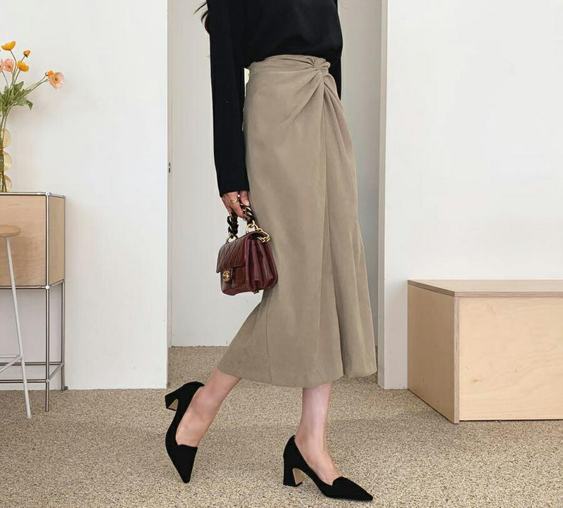 ツイストロングスカート・全3色・b64314 レディース【sk】【韓国 ファッション ボトムス スカート ロング丈 ロングスカー