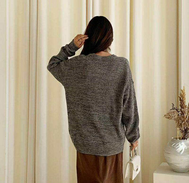 カラーミックスルーズニット・全4色・64297 レディース【tops】【韓国 ファッション トップス ニット ニットトップス ロングスリーブ 長袖 ラウンドネック カラーミックス ルーズ カジュアル オーバーサイズ ゆったり 秋 冬】