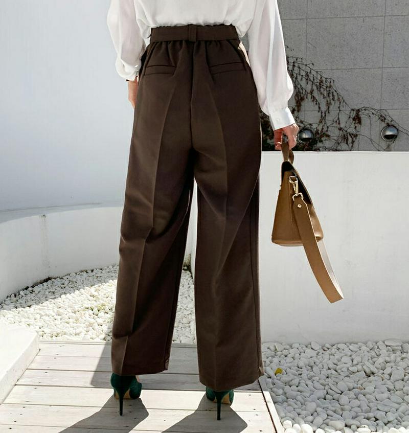 ボタンストラップ付スラックス・全3色・t64607 レディース【pt】【韓国 ファッション ボトムス ズボン パンツ ロングパン