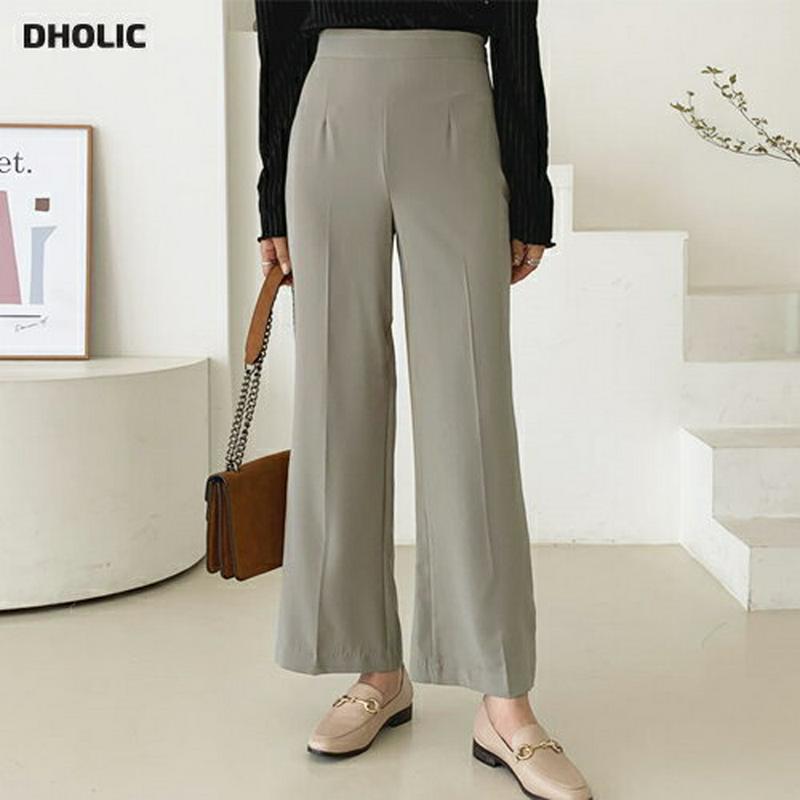 ハイウエストスラックスパンツ・全4色・t64290 レディース【pt】【韓国 ファッション ボトムス ズボン パンツ ロングパン