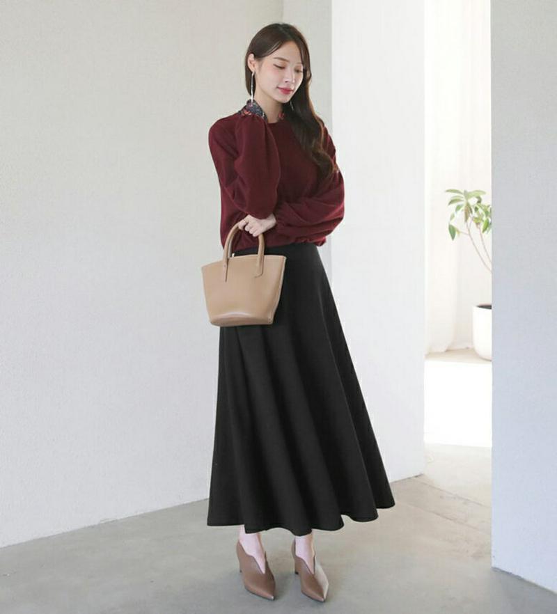 【新作10%OFF】バイカラーフレアワンピース・全3色・b64545 レディース【ops】【韓国 ファッション ワンピース ロン