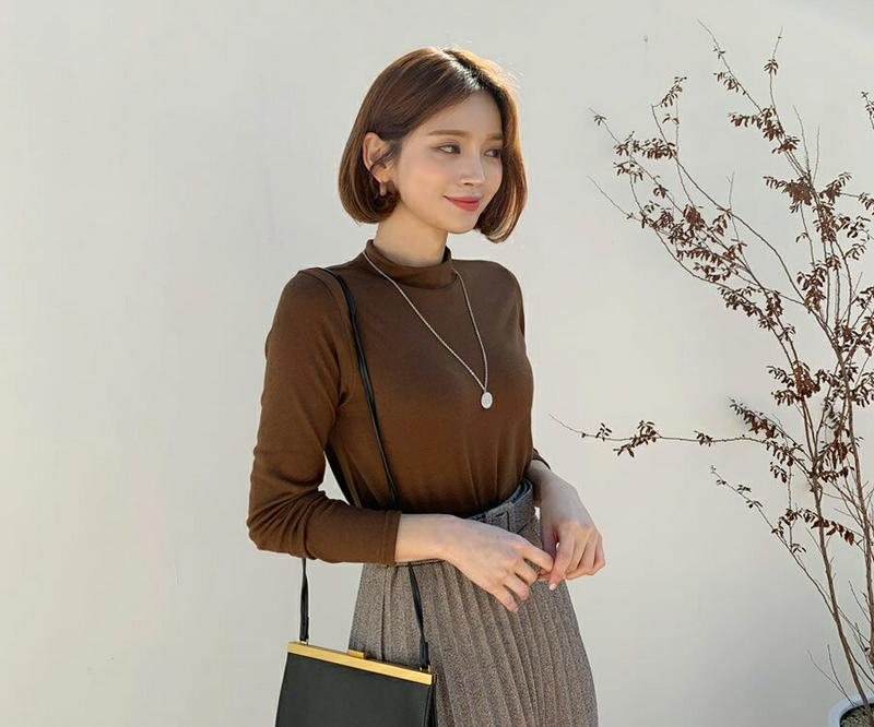 【新作10%OFF】ハーフネックTシャツ・全6色・b61299 レディース【tops】【韓国 ファッション トップス Tシャツ 