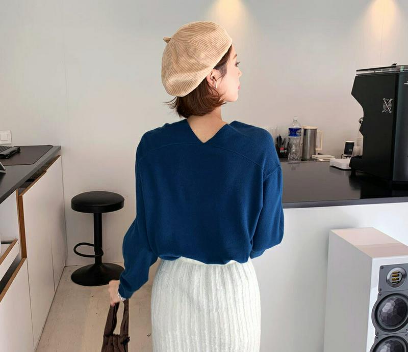 【新作10%OFF】ソフトVネックニット・全5色・61308 レディース【tops】【韓国 ファッション トップス ニット ニッ