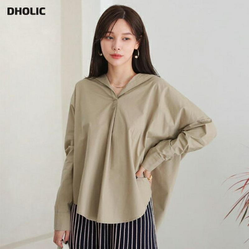 【新作10%OFF】2WAYスキッパーシャツ・全3色・t64538 レディース【bl】【韓国 ファッション トップス シャツ 長