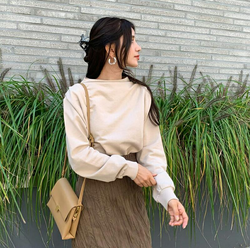 【新作10%OFF】モックネックTシャツ・全3色・61301 レディース【tops】【韓国 ファッション トップス Tシャツ ロ