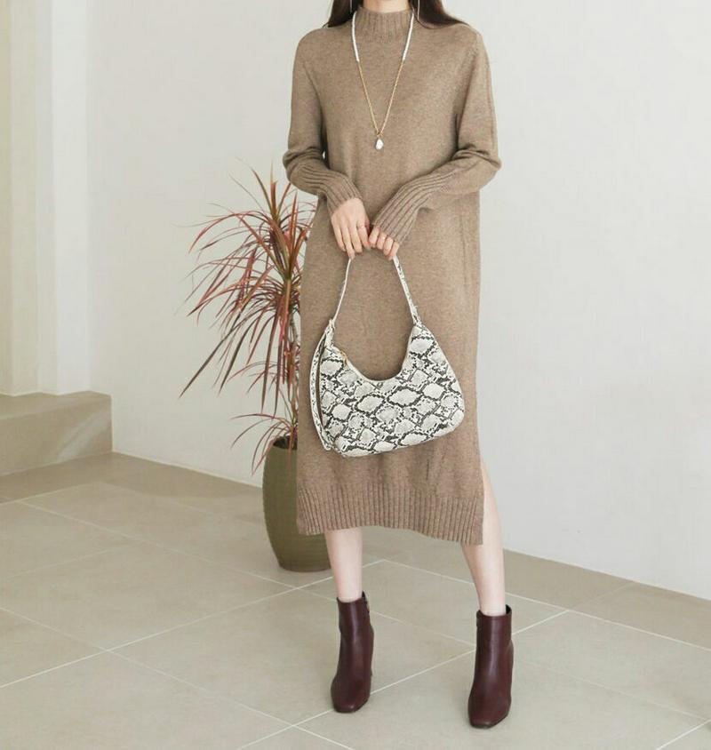 【新作10%OFF】ハーフネックニットワンピース・全4色・b64546 レディース【ops】【韓国 ファッション ワンピース ロ