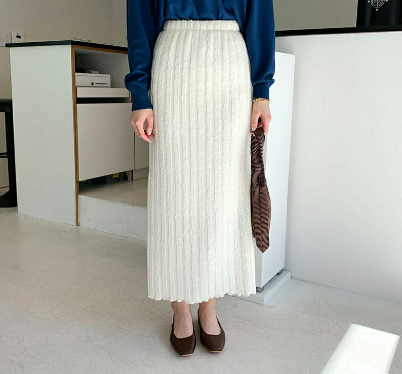【新作10%OFF】ニットロングスカート・全2色・t61279 レディース【sk】【韓国 ファッション ボトムス スカート ロン