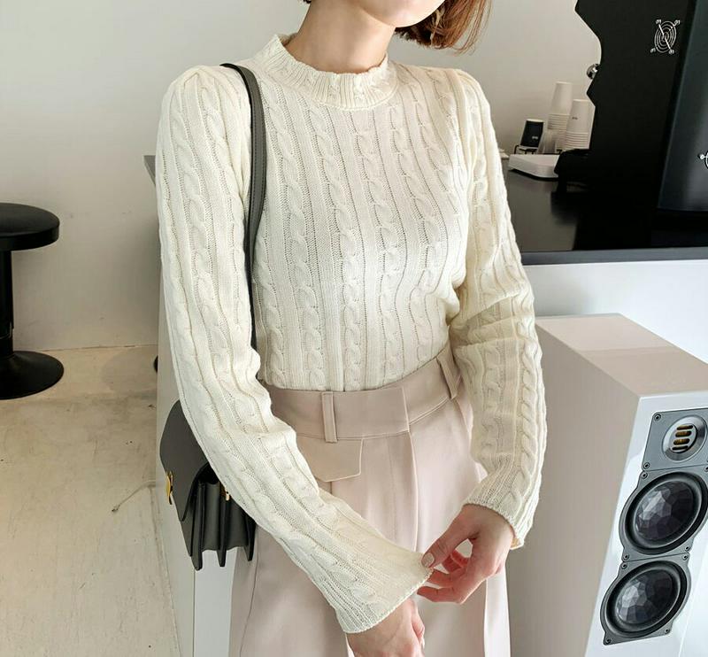【新作10%OFF】ラウンドネックツイストニット・全4色・t61309 レディース【tops】【韓国 ファッション トップス ニ