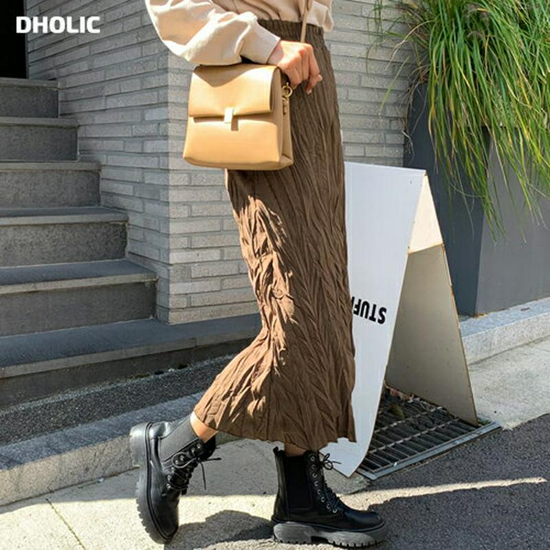 【新作10%OFF】リンクルスカート・全3色・t61339 レディース【sk】【韓国 ファッション ボトムス スカート ロング丈